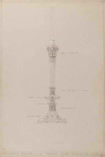 Childrens Chapel: proposed silver candlestick, actual size by A. Edward Jones and Co.
