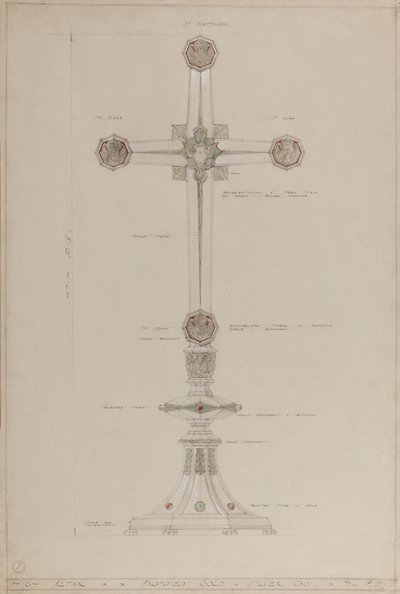High Altar: proposed gold and silver cross, 5 ft high by A. Edward Jones and Co.