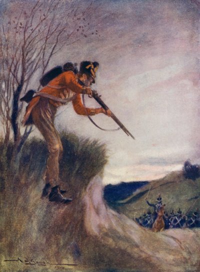 He Coolly Reloaded and Fired Again into the Advancing French Below Him by A. J. Gough
