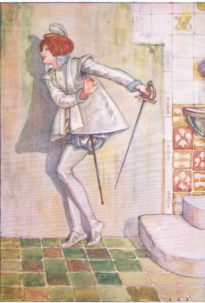 Poor Viola feared to look on her sword (Twelfth Night), from Tales from Shakespeare published by Ward Lock & Co Ltd by A. Jackson