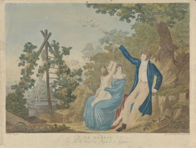 Parents with Child in an Autumn Landscape by A. Lutz