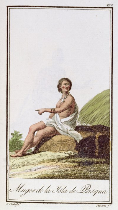 A Woman from Easter Island, engraved by Albuerne, 1799 by A. Rodriguez