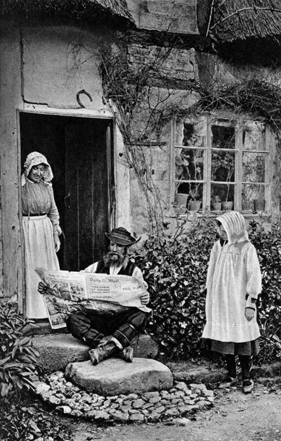 A Man Reading The Daily Mail, Shropshire by A. W. Cutler