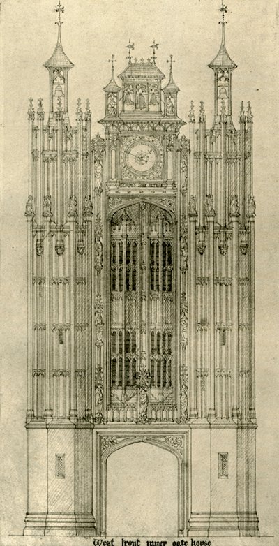 Architectural Drawing: West Front Inner Gate House by A. W. N. Pugin