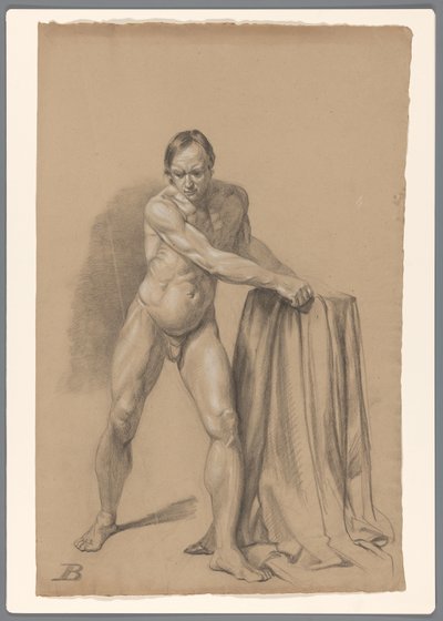 Standing Male Nude, Front View by A. Waterloo (attributed to)
