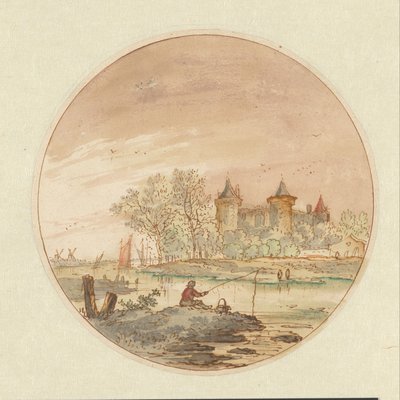 Landscape with an Angler and a Castle by Aarnout ter Himpel