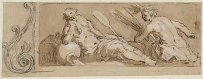 A River God and Ceres in an Ornamental Frame by Abraham Bloemaert