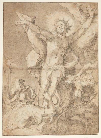 Saint Sebastian Tied to a Tree by a Roman Soldier by Abraham Bloemaert