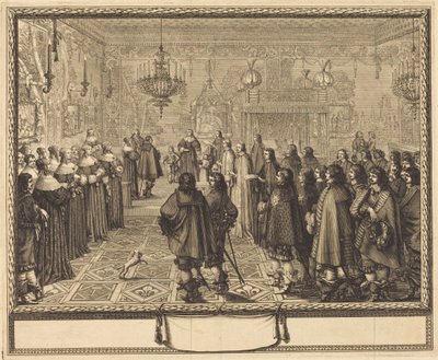 Ceremony of the Contract of Marriage between Vladislas IV, King of Poland, and Louise Marie of Gonzaga, Princess of Mantua, at Fontainebleau by Abraham Bosse