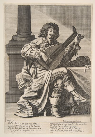 Man Singing and Playing a Lute by Abraham Bosse