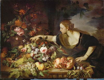 A Woman Taking Fruit by Abraham Brueghel