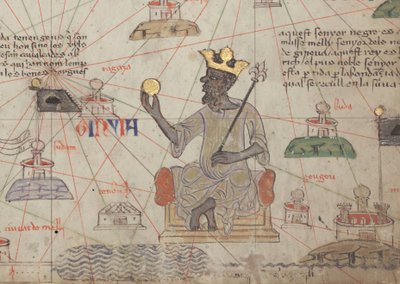 Detail from the Catalan Atlas, Sheet 6, Showing Mansa Musa Enthroned by Abraham Cresques