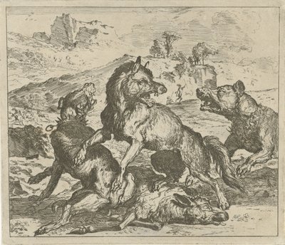 Wolf Attacked by Dogs (Various Animals series) by Abraham Danielsz. Hondius