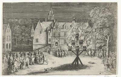 Bonfire at the Visit of Princess Maria Henrietta with Prince William III to Breda, 1653 by Abraham Dircksz. Santvoort