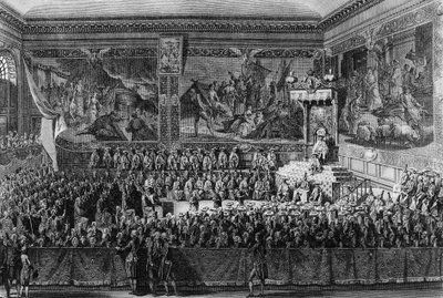 First of the French Revolution: Bed of Justice held in Versailles on 6 August 1787 by the King of France Louis XVI by Abraham Girardet