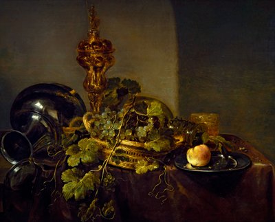 Still Life with a Basket of Grapes and a Gold Cup by Abraham Hendricksz van Beyeren