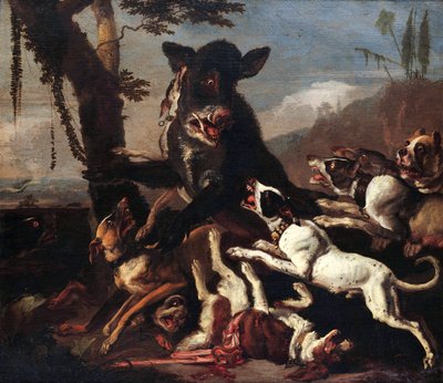 Boar Hunting by Abraham Hondius