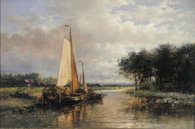 Dutch Barges on a River by Abraham Hulk