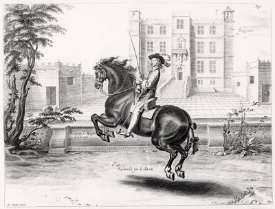 Illustration from a Riding Manual, engraved by Peeter Clouwet by Abraham Jansz. van after Diepenbeeck