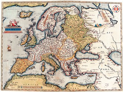 Description of the European Continent. Geography Map from Theatrum Orbis Terrarum by Abraham Ortelius by Abraham Ortelius