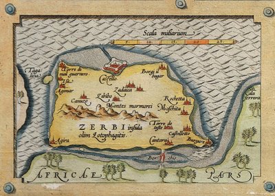 Detail of Zerbi from Map of Mediterranean Islands by Abraham Ortelius