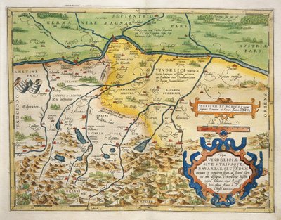 Map of Bavaria, Germany, from Theatrum Orbis Terrarum by Abraham Ortelius by Abraham Ortelius