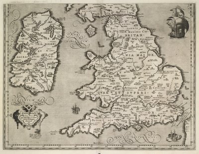 Map of England, Wales and Ireland, Theatrum Orbis Terrarum by Abraham Ortelius by Abraham Ortelius