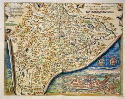 Map of Salzburg diocese, Austria, from Theatrum Orbis Terrarum by Abraham Ortelius
