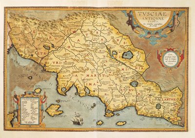 Map of Tuscia from Theatrum Orbis Terrarum by Abraham Ortelius by Abraham Ortelius