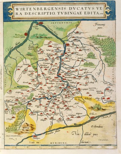 Map of Wurttemberg, from Theatrum Orbis Terrarum by Abraham Ortelius by Abraham Ortelius