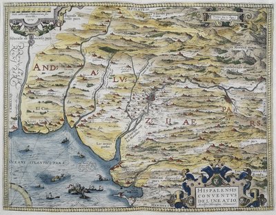 Theatrum Orbis Terrarum, 1570. Map of Western Andalusia by Abraham Ortelius and Jeronimo de Chaves by Abraham Ortelius