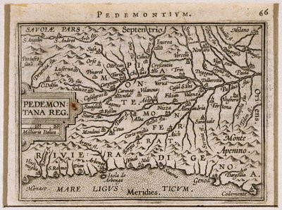 Piedmont and Western Liguria Regions from Theatrum Orbis Terrarum by Abraham Ortelius