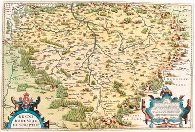Geography map of the territory of Bohemia from 