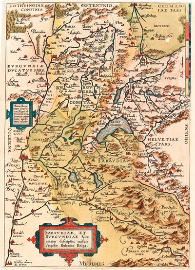 Geography Map of the Territory of Burgundy and Savoy from 