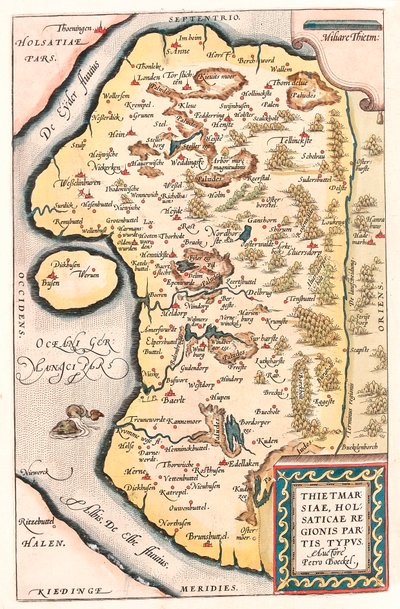 Geography Map of Northern Germany with the City of Kuden taken from Theatrum Orbis Terrarum by Abraham Ortelius by Abraham Ortelius