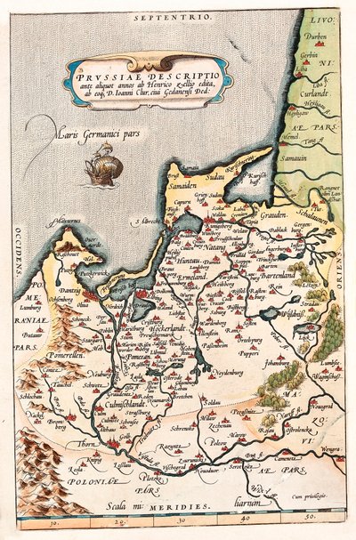 Geography Map of the Territory in Northern Poland with the City of Dantzig from 