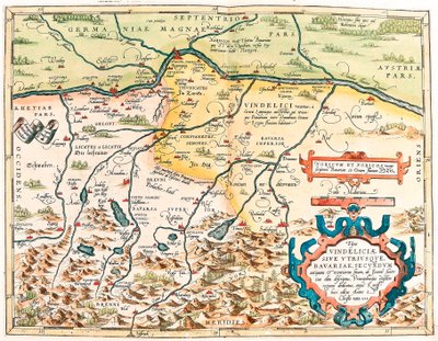 Typus Vindeliciae Ssive Utriusque Bavariae: Secundum Antiquam & Recentiorum Situm, ab Joanne Aventino Olim Descriptus... Geography Map of the Territory of Bavaria in Germany from 