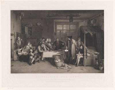 Sober Interior with Men Seizing the Property of a Family, Distraining for Rent (title on object) by Abraham Raimbach