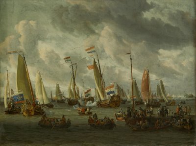 The Mirror Battle on the IJ in Honor of the Moscow Embassy (September 1, 1697) by Abraham Storck