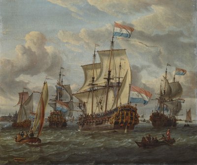 The Frigate Pieter and Paul on the IJ by Abraham Storck