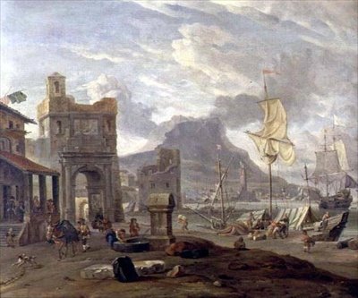 Sea Port with Large and Small Ships by Abraham Storck