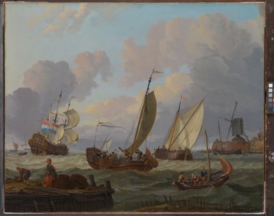 Ships Passing a Windmill, c.1690 by Abraham Storck