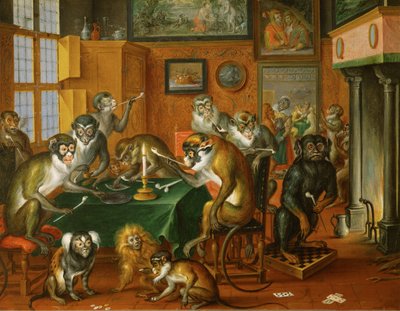 Smoking Party of Monkeys by Abraham Teniers