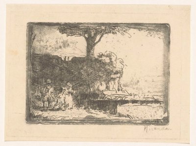 Landscape with Three Figures by Abraham de Miranda (signed by artist)