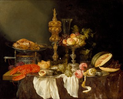 Still Life with a Lobster and Turkey, c1653 by Abraham van Beyeren
