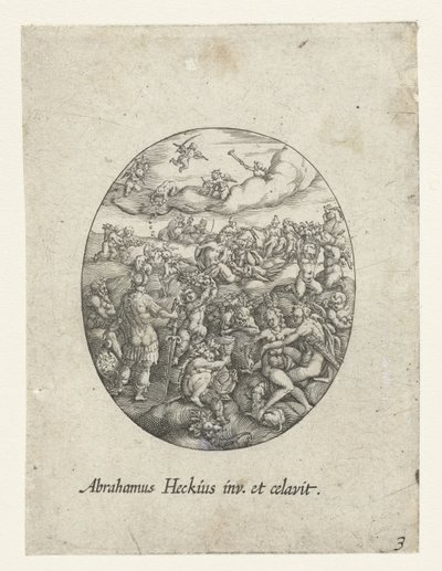 Oval with the Olympic Gods in the Clouds (Konstbüchlein den Goldschmiden dienstlich) by Abraham van den Hecken