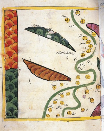 Map of the Nile Delta and two Oases by Abu Muhammad Al Idrisi or Edrisi