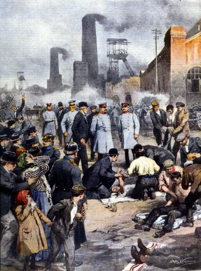 120 Miners Perished in a Mine Fire in Westphalia by Achille Beltrame