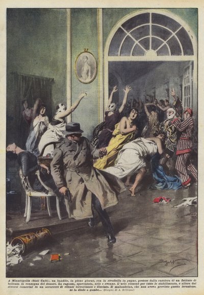 In Minneapolis (USA), a Bandit in Broad Daylight with a Revolver by Achille Beltrame