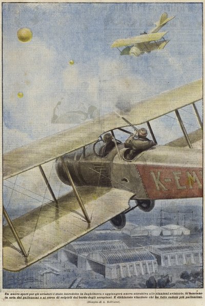 A Gunman in an Aircraft Shooting Balloons over England by Achille Beltrame